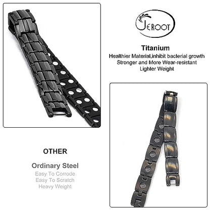 JEROOT Magnetic Bracelets for Men, Pure Titanium Double Row Strong Magnets
