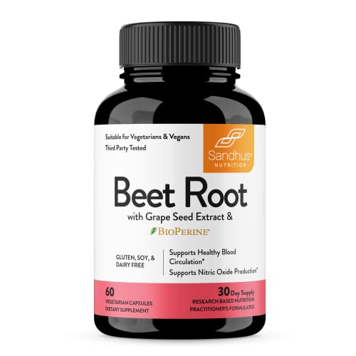Sandhu's Beet Root Powder Capsules with Bioperine| 60 Capsules, 60 Days Supply Sandhu's