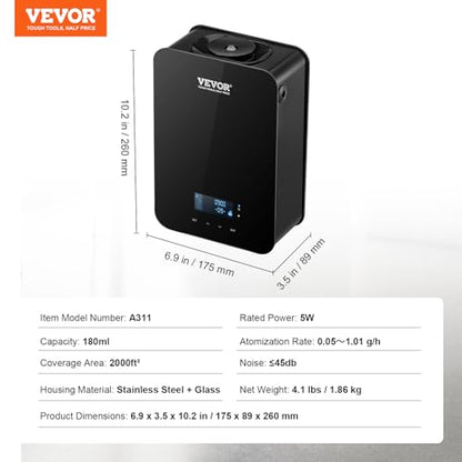 VEVOR Upgrade HVAC Scent Diffuser, Smart Scent Air Machine for Home, 180ML with Cold Air Technology