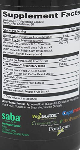Saba SlimGenix -Energy, Weight Management, Appetite Control, Focus, Fat Burner Saba