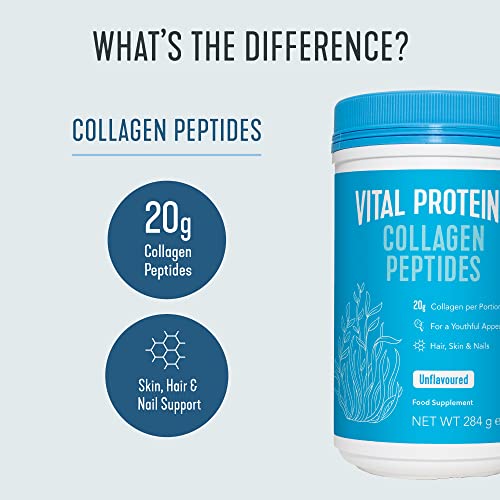 Collagen Supplements, Vital Proteins Hydrolyzed Collagen Peptides Powder (Type I, III) - Unflavored 284g Canister VITAL PROTEINS