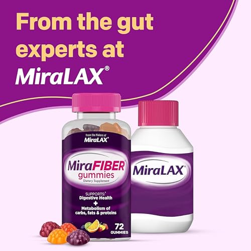 MiraLAX New MiraFIBER Gummies, 8g of Daily Prebiotic Fiber with B Vitamin