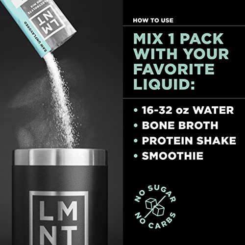 LMNT Zero-Sugar Electrolytes - Raw Unflavored Salt - Hydration Powder Packets