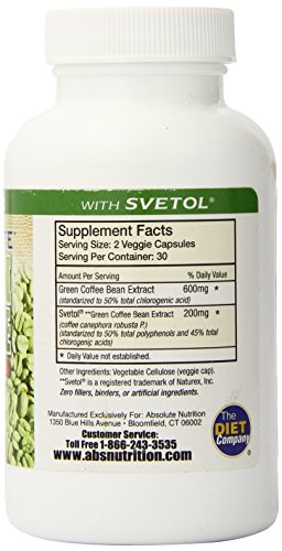 Absolute Nutrition Diet Supplement, Green Coffee Bean Extract with Svetol, 60 Count Absolute Nutrition