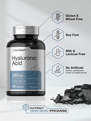 Hyaluronic Acid Supplement | 200 mg | 150 Capsules | Non-GMO and Gluten Free Supple