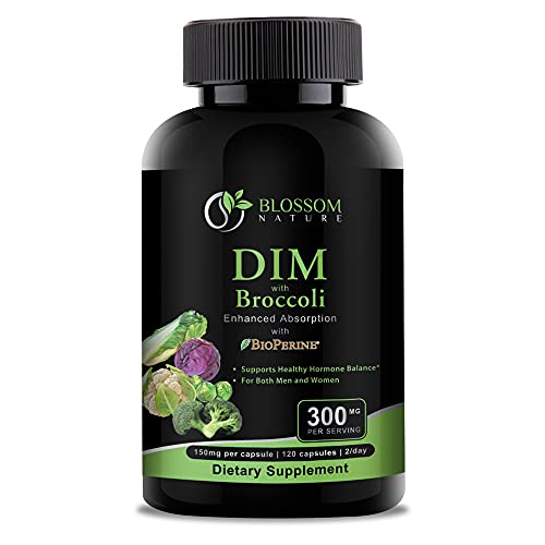 DIM Supplement 300mg with Broccoli 200mg BioPerine 10mg-Hormone and Estrogen Balance