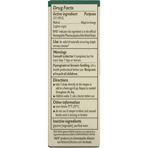 Bach Original Flower Remedies, Walnut for Adapting to Change (Non-Alcohol Formula) Bach