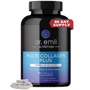 DR EMIL NUTRITION Multi Collagen Pills - 180 Capsules - Collagen Supplements to Support