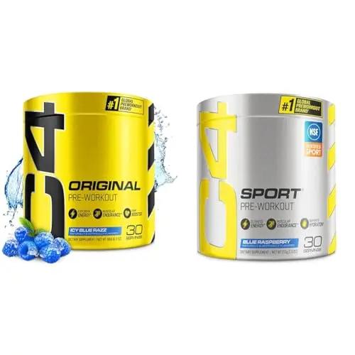 Cellucor C4 Original Pre Workout Powder ICY Blue Razz & C4 Sport Pre Workout Powder