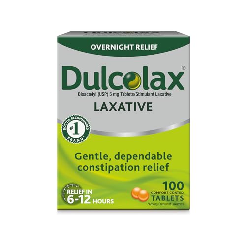 Dulcolax Stimulant Laxative Tablets (100 Count) Gentle Overnight Constipation Relief