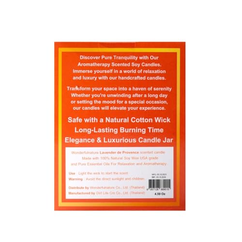 Wonderfulnature Lavender de Provence Pure Essential Oil Scented Candle, Aromatherapy WONDERFUL NATURE