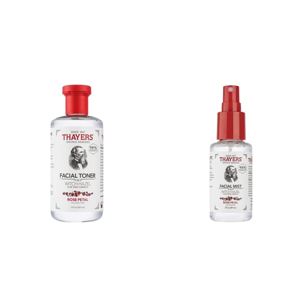 Thayers Alcohol-Free, Hydrating Rose Petal Witch Hazel Facial Toner 12 oz + 3oz 
