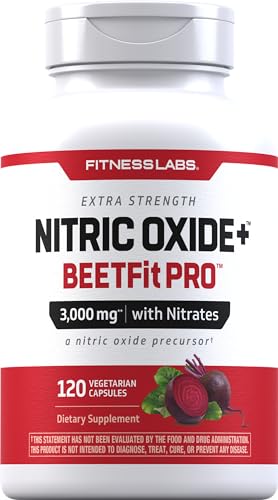 Fitness Labs Nitric Oxide Beet Root Capsules | with Nitrates | 120 Count | Nitric Oxide