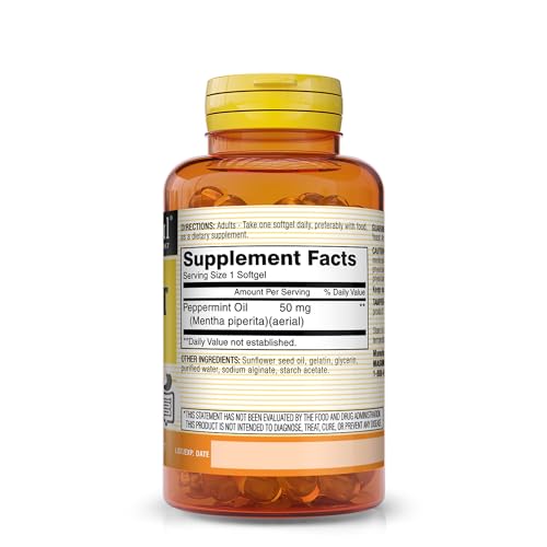 MASON NATURAL Peppermint Oil 50 mg Enteric Coated - Natural Gastrointestinal Comfort MASON NATURAL