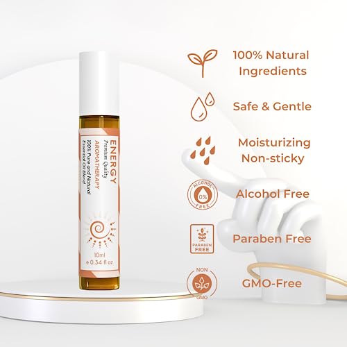 Benatu Energy Essential Oil Roll On Blend (with Clove, Lemon, Grapefruit Oil)- Travel Size Relaxing Roller benatu