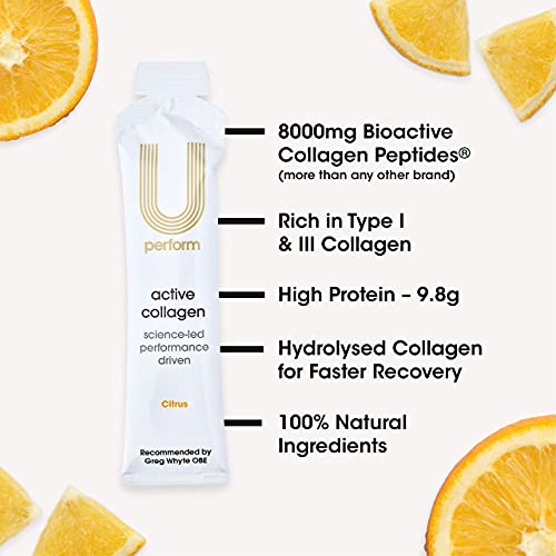 U Perform - Sports Muscle Recovery Supplement - High Protein Liquid Collagen Drink - Great for Joints Repair - Citrus Tasting and Natural Ingredients Based (8000mg) (14 sachets) U Perform