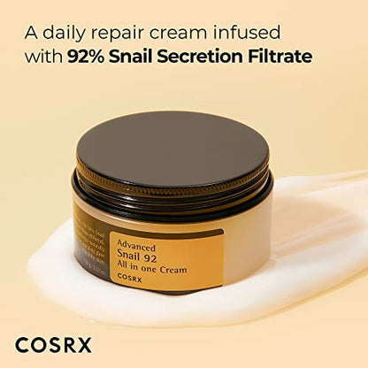 COSRX Snail Mucin 92% Moisturizer 3.52oz/ 100g, Daily Repair Face Gel