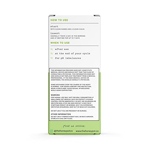 The Honey Pot Company 7 Day Boric Acid & Herbs Suppositories - Maintains and Balances Healthy The Honey Pot Company