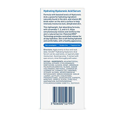 Cerave Hyaluronic Acid Serum for Face with Vitamin B5 and Ceramides