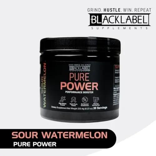 BLACKLABEL Supplements - Pure Power - Pre-Workout Dietary Supplement - Performance Booster - Stimulant Free - Muscle Builder - Supports Energy, Focus, Strength, Endurance & Recovery - Sour Watermelon