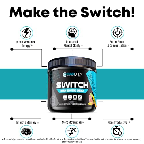 Switch, Brain Boosting Nootropic Energy Supplement, Increase Mental Focus & Cognitive CoreBody Nutrition