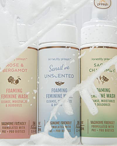 Honestly pHresh Natural Prebiotic & Probiotic Foaming Feminine Wash, pH Balanced with Essential Minerals Honestly pHresh