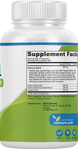 Naticura Hem-Control Natural Hemorrhoid Supplement - Vegan Herbal Supp Naticura