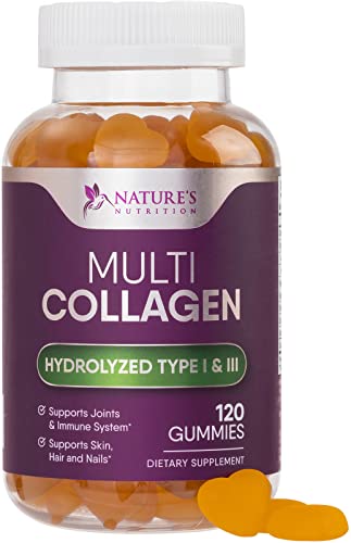 Collagen Gummies with Biotin - Hydrolyzed Collagen Peptides Supplement Types I and III 