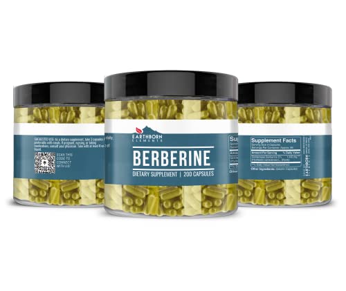 Earthborn Elements Berberine 200 Capsules, Pure & Undiluted, No Additives Earthborn Elements