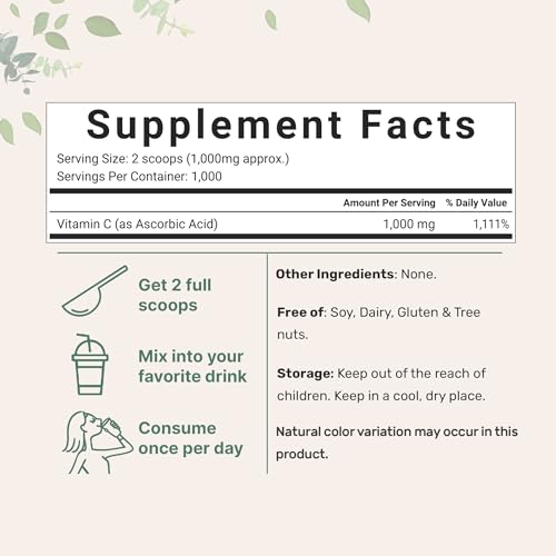 Micro Ingredients Pure Vitamin C Crystal Powder (Water Soluble Vitamin C 1000mg Micro Ingredients