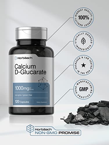 Calcium D-Glucarate 1000mg | 120 Capsules | Non-GMO, Gluten Free Supplement Horbäach