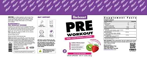 Bluebonnet Nutrition Extreme Edge Pre Workout, Muscle Recharging Formula*, Increases Nitric Oxide (NO) Levels*, Soy-Free, Dairy-Free, Strawberry Kiwi, 30 Servings, 10.56 Ounce