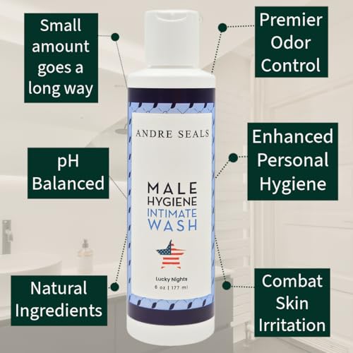Andre Seals Intimate Wash for Men, Lucky Nights Scent – Refreshing Genital Care & Odor Control Andre Seals