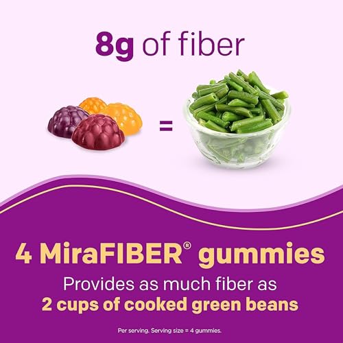 MiraLAX New MiraFIBER Gummies, 8g of Daily Prebiotic Fiber with B Vitamin