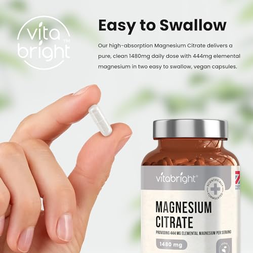 Magnesium Citrate - 1480mg High Strength - 240 Capsules (4 Month Supply) - Vegan