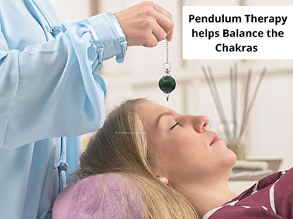 Green Aventurine Crystal Ball Pendulum for Divination - Dowsing Pendulum Necklace with Chain