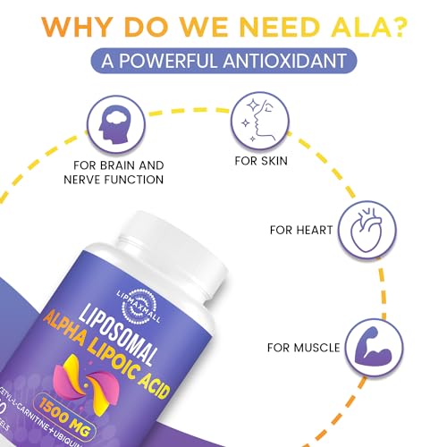 Liposomal Alpha Lipoic Acid 1500mg - with Acetyl-L-Carnitine 900mg & Ubiquinol 100mg