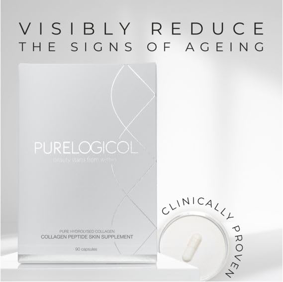 Collagen Tablets, Best Hydrolysed Protein Peptide Skin Supplement - 90 x Collagen Capsules x 800mg Purelogicol
