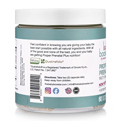 Baby Booster Proper Plus Prenatal Vitamins with Vegan DHA + Methyl Folate + Choline + Multi Baby Booster