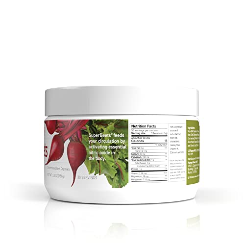 HumanN SuperBeets - Beet Root Powder - Nitric Oxide Boost for Blood Pressure, Circulation & Heart Health Support - Non-GMO Superfood Supplement - Natural Black Cherry Flavor, 30 Servings