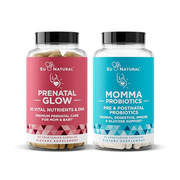 Natural Prenatal Bundle – Glow Prenatal Multivitamin – Momma Probiotics for Mom & Baby