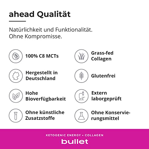 ahead BULLET | C8 MCT Powder with Collagen Powder - Vanilla - 300g - Perfect for Bulletproof Coffee ahead
