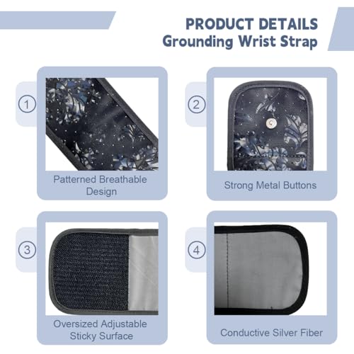 LOYDBDT Grounding Wrist Strap,Patterned Grounding Wristband,Unique Air Holes and Conductive Silver LOYDBDT