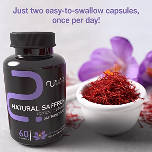 Nutra Simple Saffron Supplements 177mg, Pure Saffron Extract, Made in USA, Natural Nutra Simple