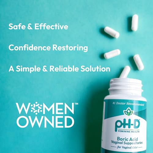 pH-D Feminine Health - 600 mg Boric Acid Suppositories - Woman Owned - for Vaginal Odor Use - 12 Count pH-D Feminine Health Support