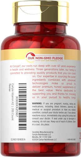 Carlyle Vitamin K2 MK7 100mcg | 200 Vegan Capsules | Menaquinone-7 Supplement Carlyle
