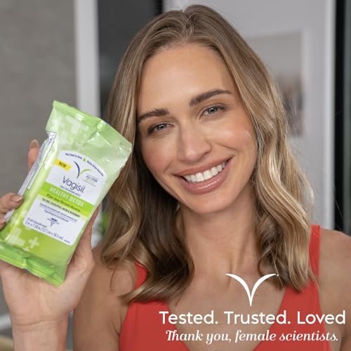 Vagisil Wipes for All Over Cleaning, Health Detox, Formulated with Essential Oils, 20 Wipes