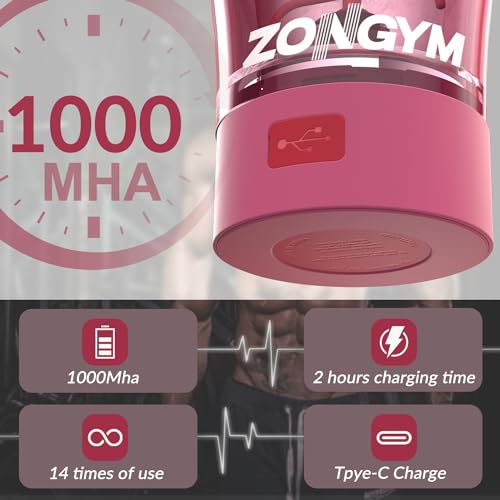 Electric Protein Shaker Bottle, 24 oz USB Rechargeable Blender Bottles, Shaker Bottles ZonGym