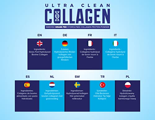 Clean & Pure Collagen Powder, Lab Tested Bovine Peptides with No or Zero Growth Hormones, Pesticides or Vet Meds - 400g Lean Caffeine