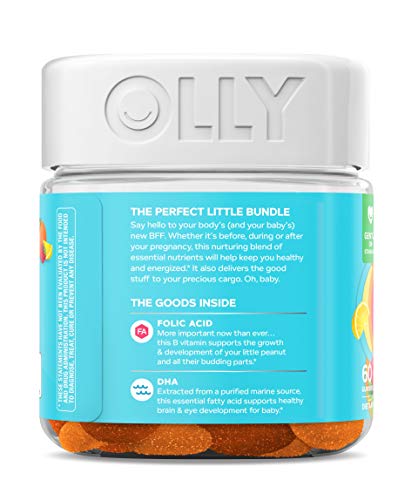 Olly Prenatal Multivitamin Gummy, Folic Acid, Vitamin D, Omega DHA, Chewable Supplement OLLY